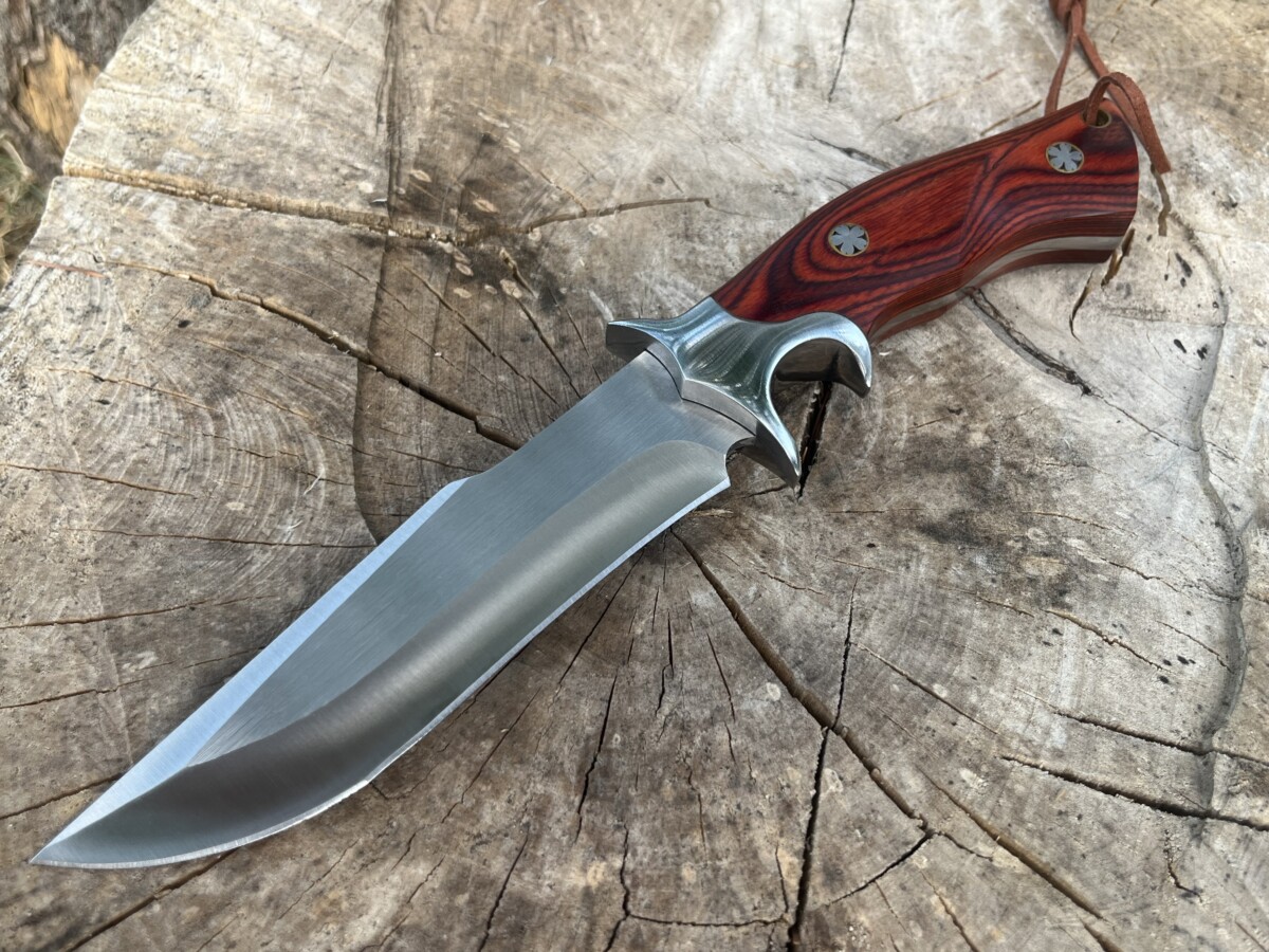 Couteau Bowie Double Grip M390 – Bois de Rose & Étui Cuir