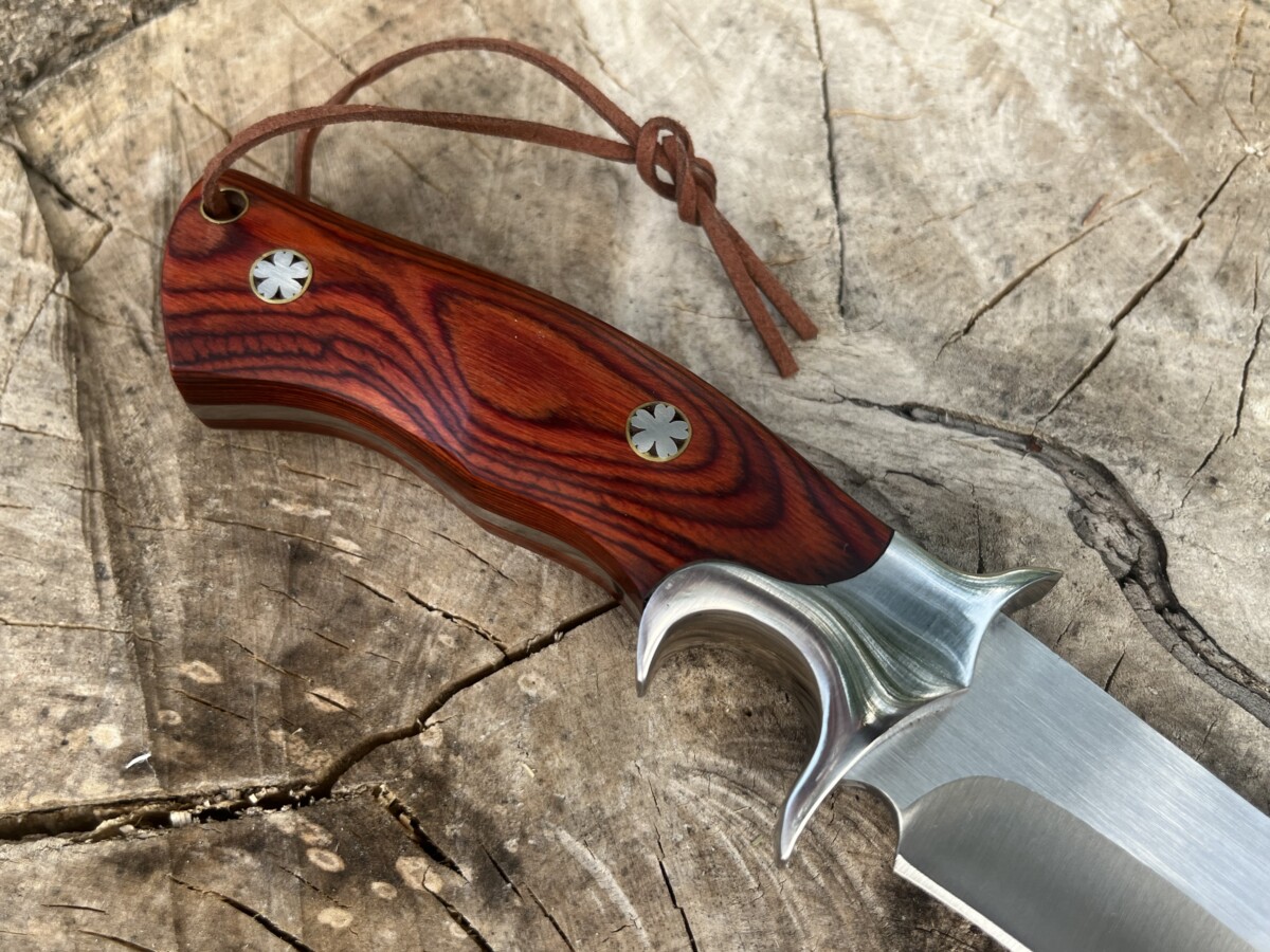 Couteau Bowie Double Grip M390 – Bois de Rose & Étui Cuir