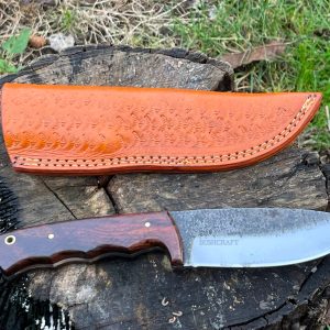 couteau bushcraft LLF 24,5cm acier D2 manche bois de rose étui cuir vue principale