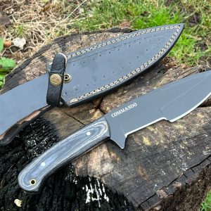 couteau COMMANDO forgé LLF 30cm acier 1095 manche bois olivier vue principale