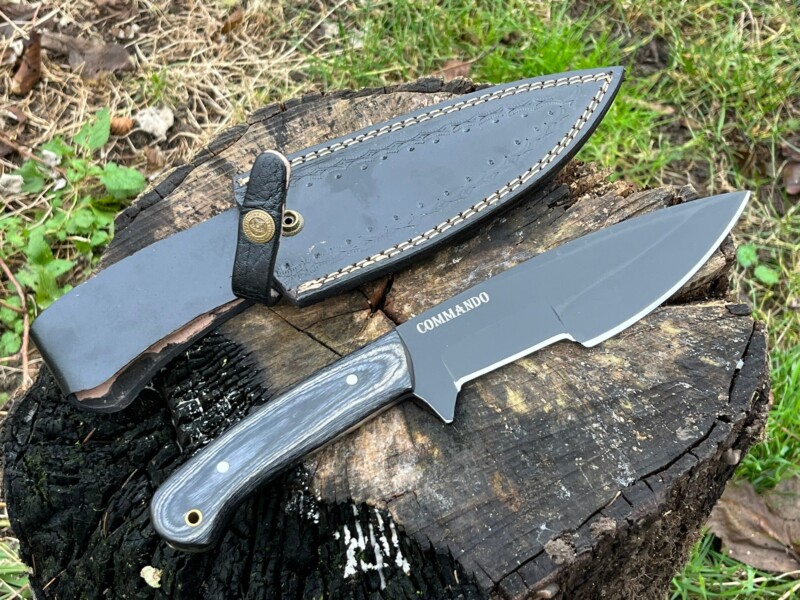 couteau COMMANDO forgé LLF 30cm acier 1095 manche bois olivier vue principale