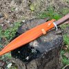 couteau bowie LLF 47,5cm acier carbone poli manche bois de rose étui cuir