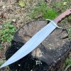 couteau bowie LLF 47,5cm acier carbone poli manche bois de rose étui cuir
