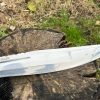 couteau bowie LLF 47,5cm acier carbone poli manche bois de rose étui cuir