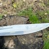 couteau bowie LLF 47,5cm acier carbone poli manche bois de rose étui cuir