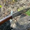 couteau bowie LLF 47,5cm acier carbone poli manche bois de rose étui cuir