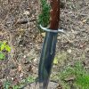 couteau bowie LLF 47,5cm acier carbone poli manche bois de rose étui cuir