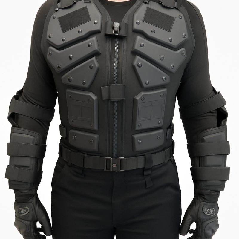 gilet_anti_coups_9 gilet de protection EVA haute résistance noir ajustable vue principale