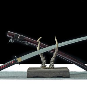 katana LLF Blood Shadow T10 noir rouge lame hamon