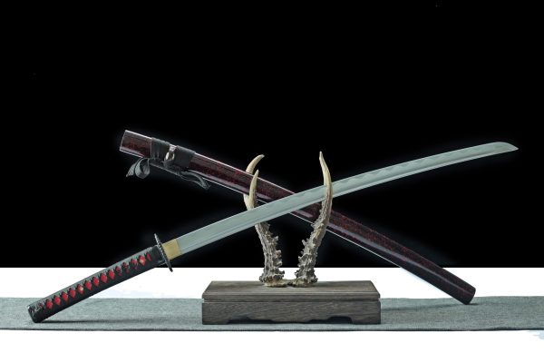 katana LLF Blood Shadow T10 noir rouge lame hamon