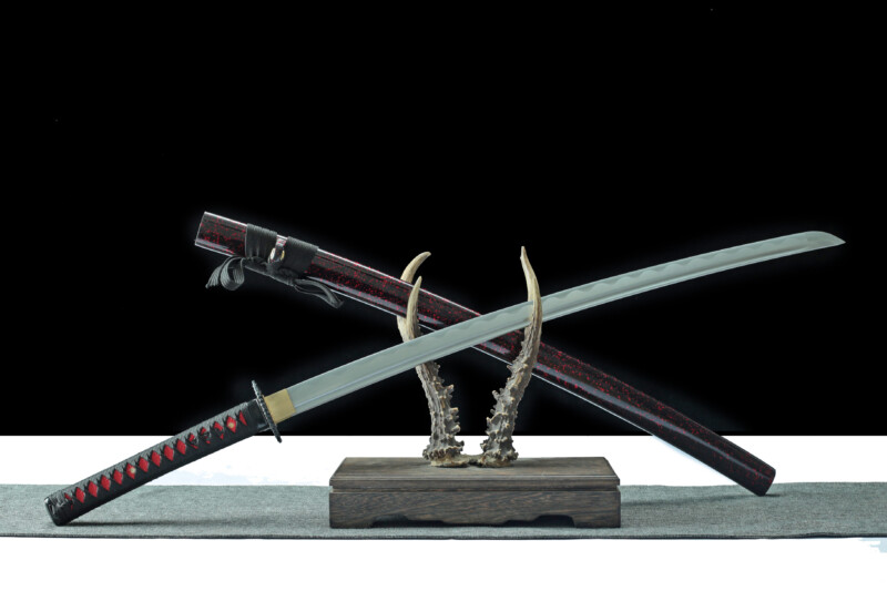 katana LLF Blood Shadow T10 noir rouge lame hamon