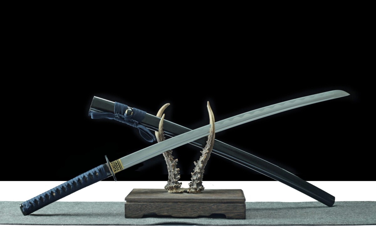 4 katana LLF Shadow Blue 1045 lame noire saya laquee