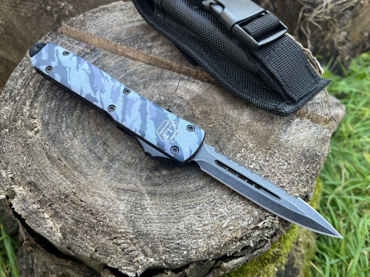 Couteau OTF LLF Urban Frost – Lame Spear 9 cm – Dentelé