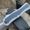 Couteau automatique SPECTRE OTF – Acier D2 – Manche aluminium gris avec insert carbone