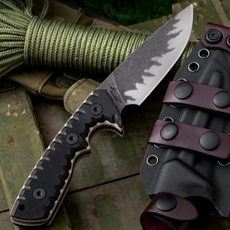 Couteau Tiger Edge A8 – 14C28N – Lame 6 mm – Étui Kydex sanglé cuir