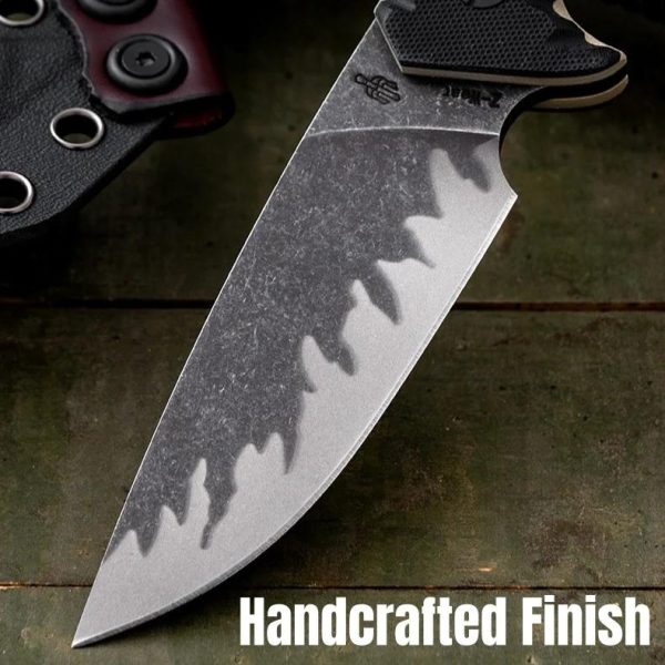 Couteau Tiger Edge A8 – D2 – Lame 6 mm – Étui Kydex sanglé cuir