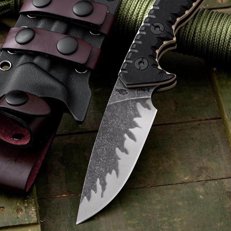 Couteau Tiger Edge A8 – 14C28N – Lame 6 mm – Étui Kydex sanglé cuir