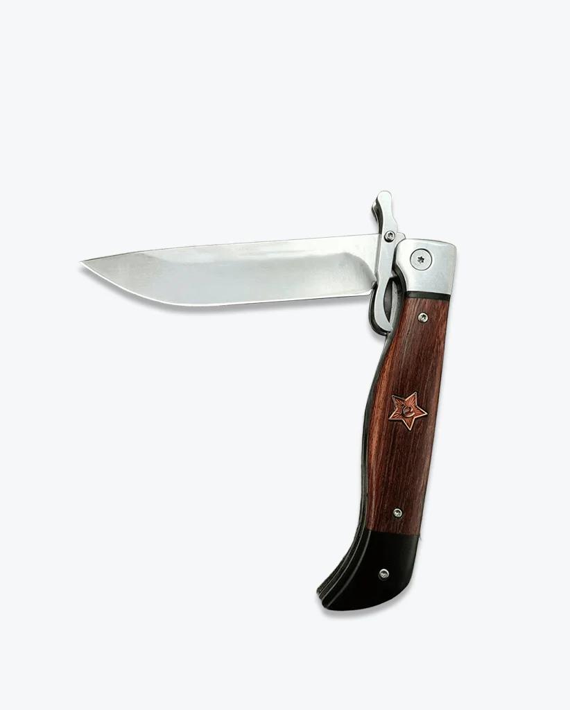WhatsApp Image 2026-01-19 at 16.16. Couteau pliant étoile rouge – garde basculante – 420HC – 25 cm