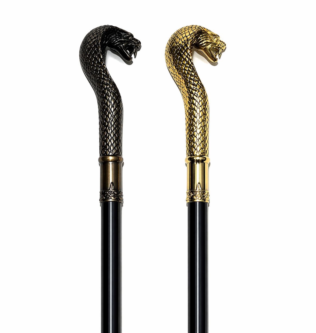 Canne Épée Tête de Cobra – Lame 30 cm – 98 cm – Doré ou Argent Antique