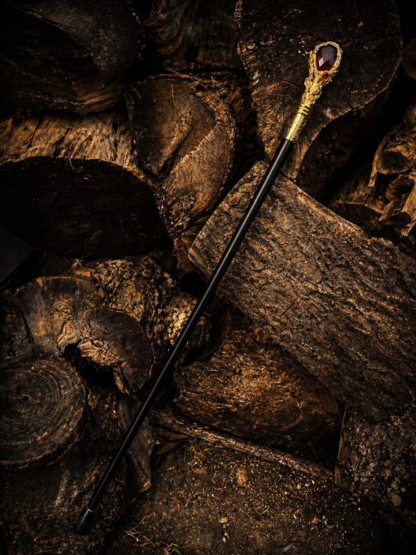 Canne Épée Ornementale 98 cm – Poignée Pierre Rouge – Lame 30 cm