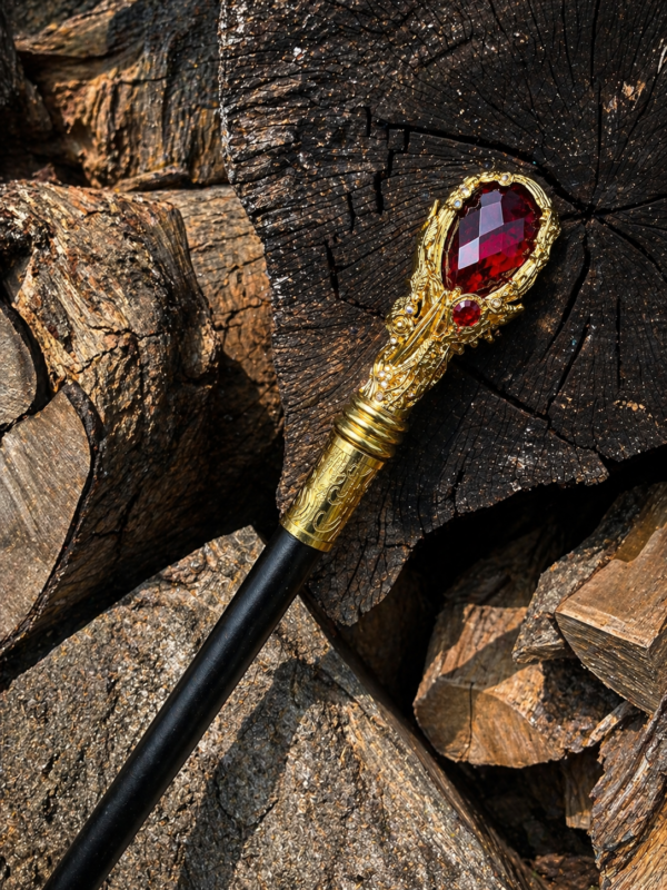 Canne Épée Ornementale 98 cm – Poignée Pierre Rouge – Lame 30 cm