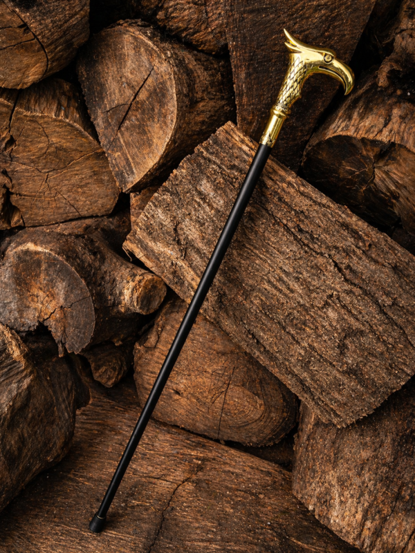 Canne Épée Tête de Faucon – 98 cm – Lame 30 cm – Poignée Dorée