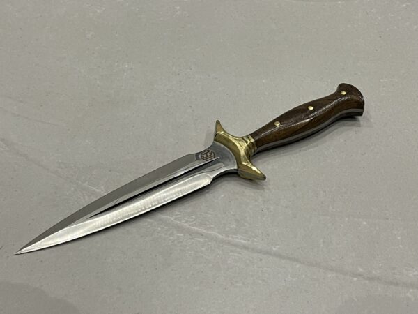 Dague forgée LLF 30cm série CHASSE noyer acier 4116 étui cuir