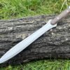 dague longue 44 cm full tang acier manche bois de rose étui cuir vue principale