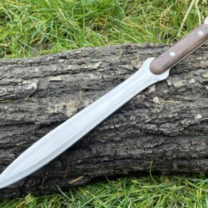 dague longue 44 cm full tang acier manche bois de rose étui cuir vue principale