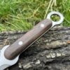Dague longue 44 cm full tang acier manche bois de rose étui cuir