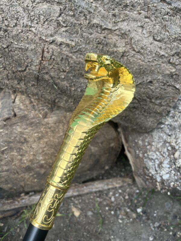 Canne Épée Tête de Cobra – Lame 30 cm – 98 cm – Doré ou Argent Antique