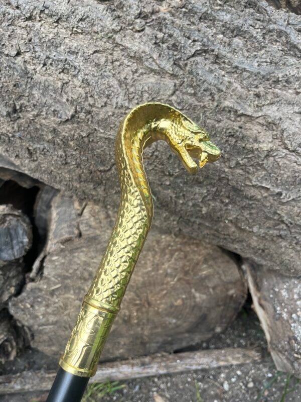 Canne Épée Tête de Cobra – Lame 30 cm – 98 cm – Doré ou Argent Antique