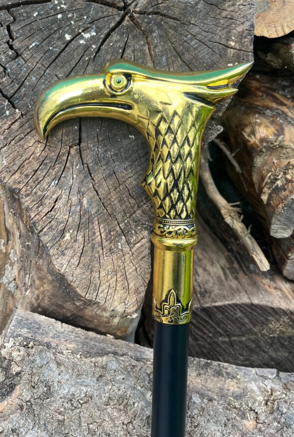 Canne Épée Tête de Faucon – 98 cm – Lame 30 cm – Poignée Dorée