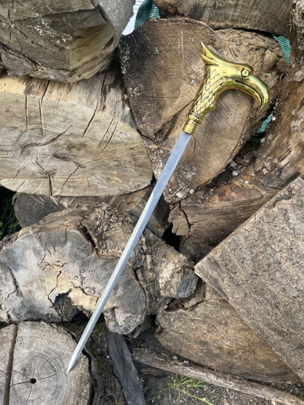 Canne Épée Tête de Faucon – 98 cm – Lame 30 cm – Poignée Dorée