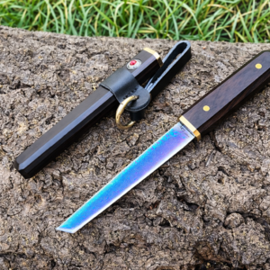 Couteau Tanto Damas VG10 Bleu – Manche et Étui Ébène
