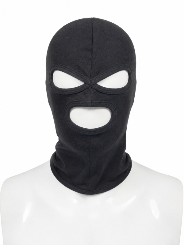 Cagoule en coton 3 trous Noir Ares vue de face