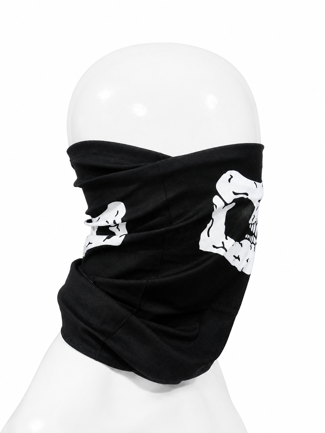 Tour de cou Bandana Skull Noir motif tête de mort vue de profil