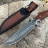 Couteau Bowie Double Grip Damas – Bois de Rose & Étui Cuir