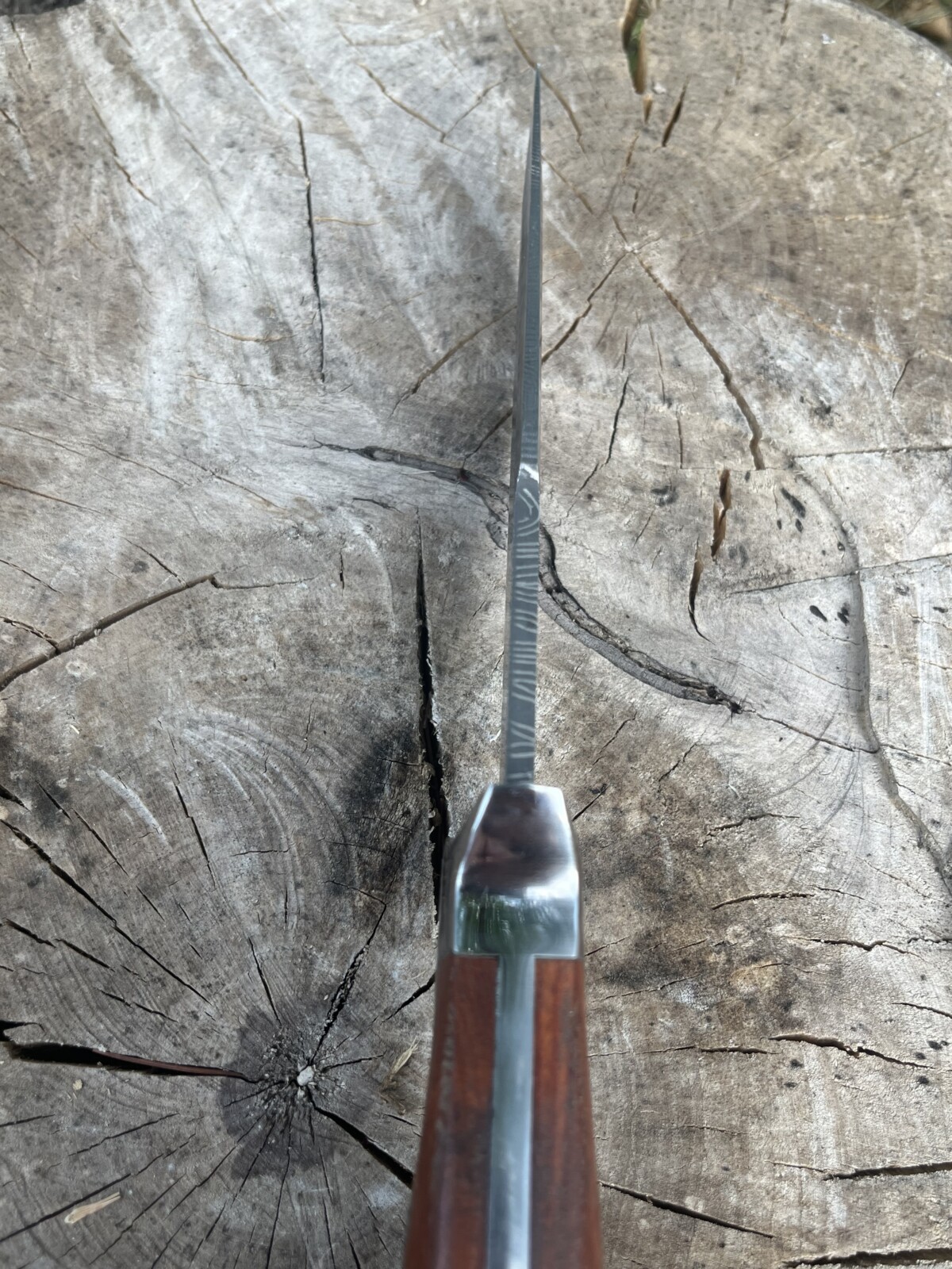 Couteau Bowie Double Grip Damas – Bois de Rose & Étui Cuir
