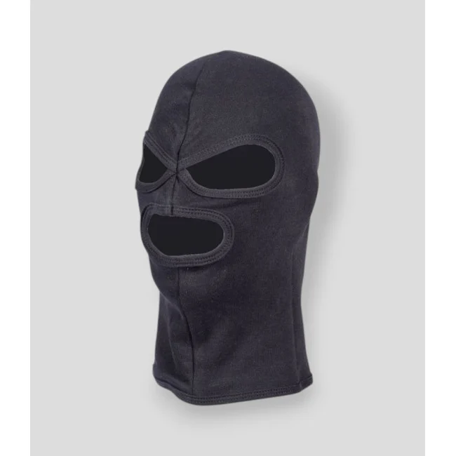 Cagoule noire 3 trous en coton Ares