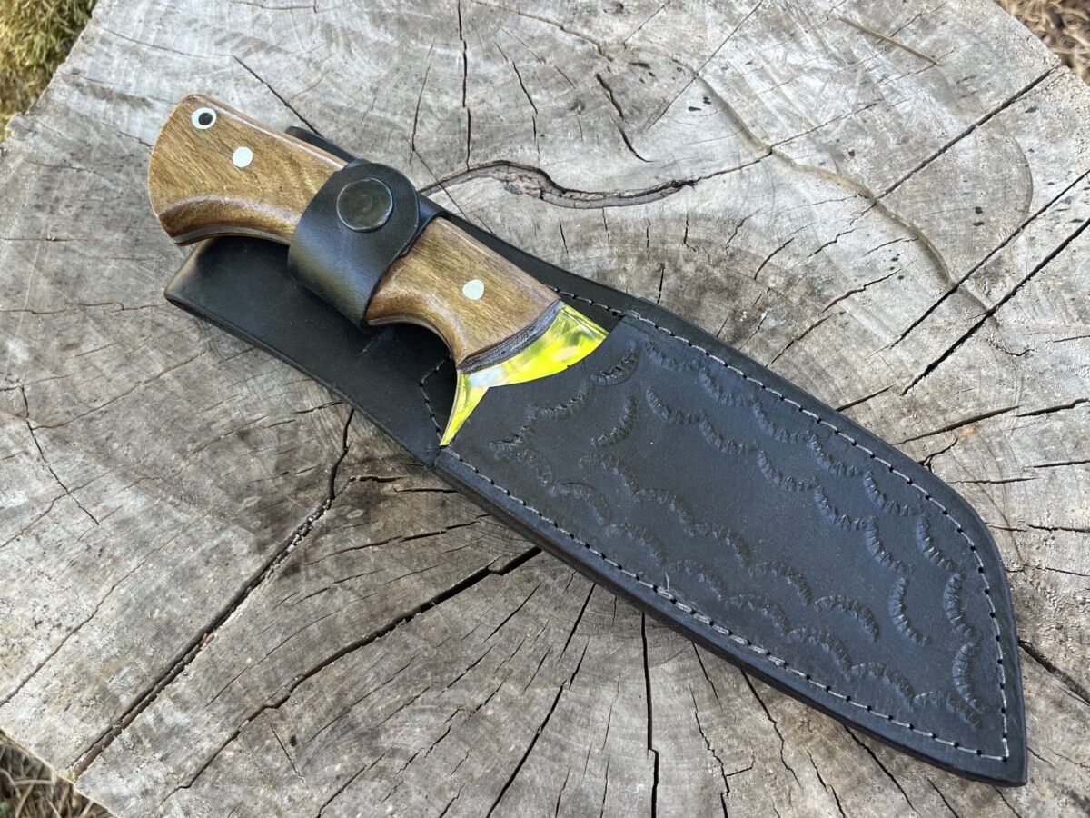 Couteau Scramasax LLF avec étui en cuir véritable noir
