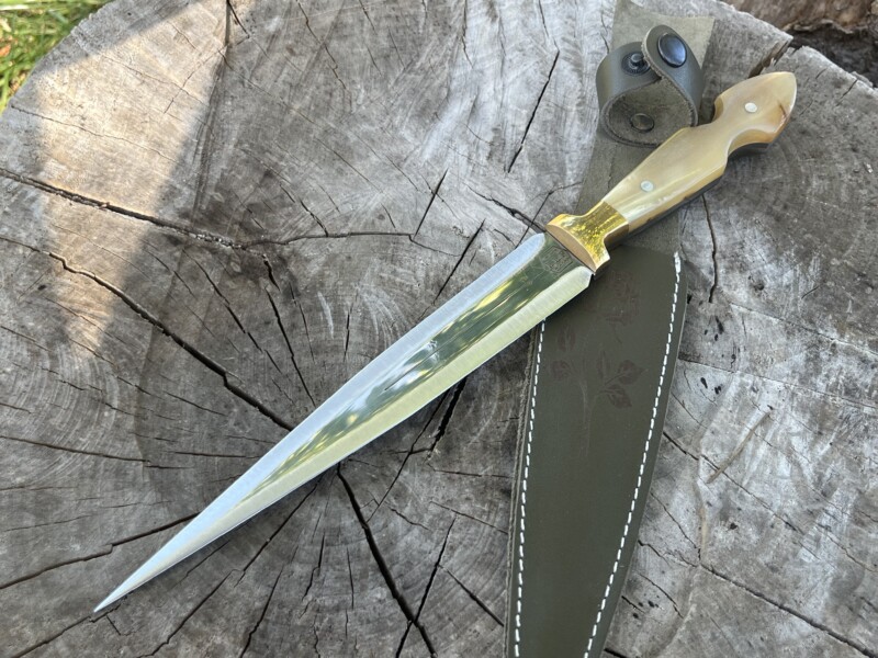 Dague fine X46Cr13 Full Tang manche en os LLF