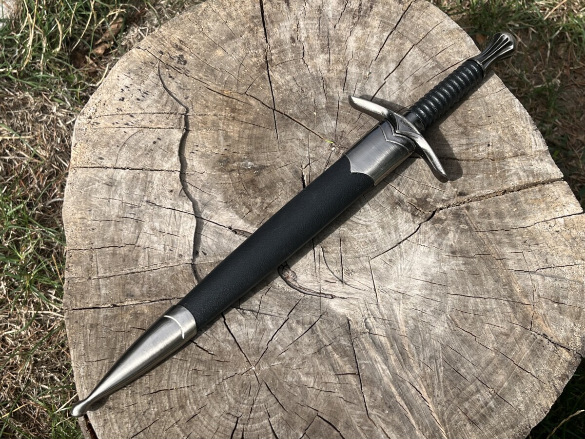 Épée miniature nordique 36 cm lame acier carbone garde runique avec fourreau
