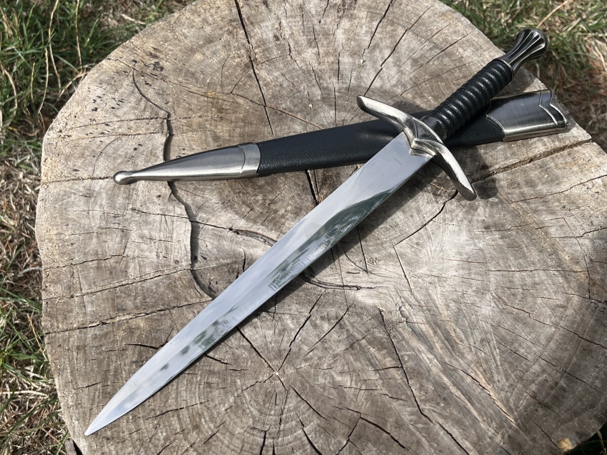 Épée miniature nordique 36 cm lame acier carbone garde runique avec fourreau