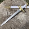 Épée miniature décorative blanche et dorée 36 cm acier carbone