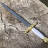 Épée miniature fantasy blanche et or lame acier carbone 23,5 cm