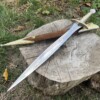 Épée fantasy décorative lame acier inoxydable 43 cm gravée et fourreau brun