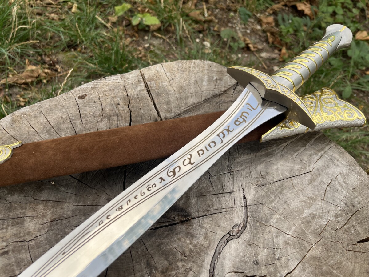 Épée ornementale fantasy elfique 58 cm lame inox gravée avec fourreau