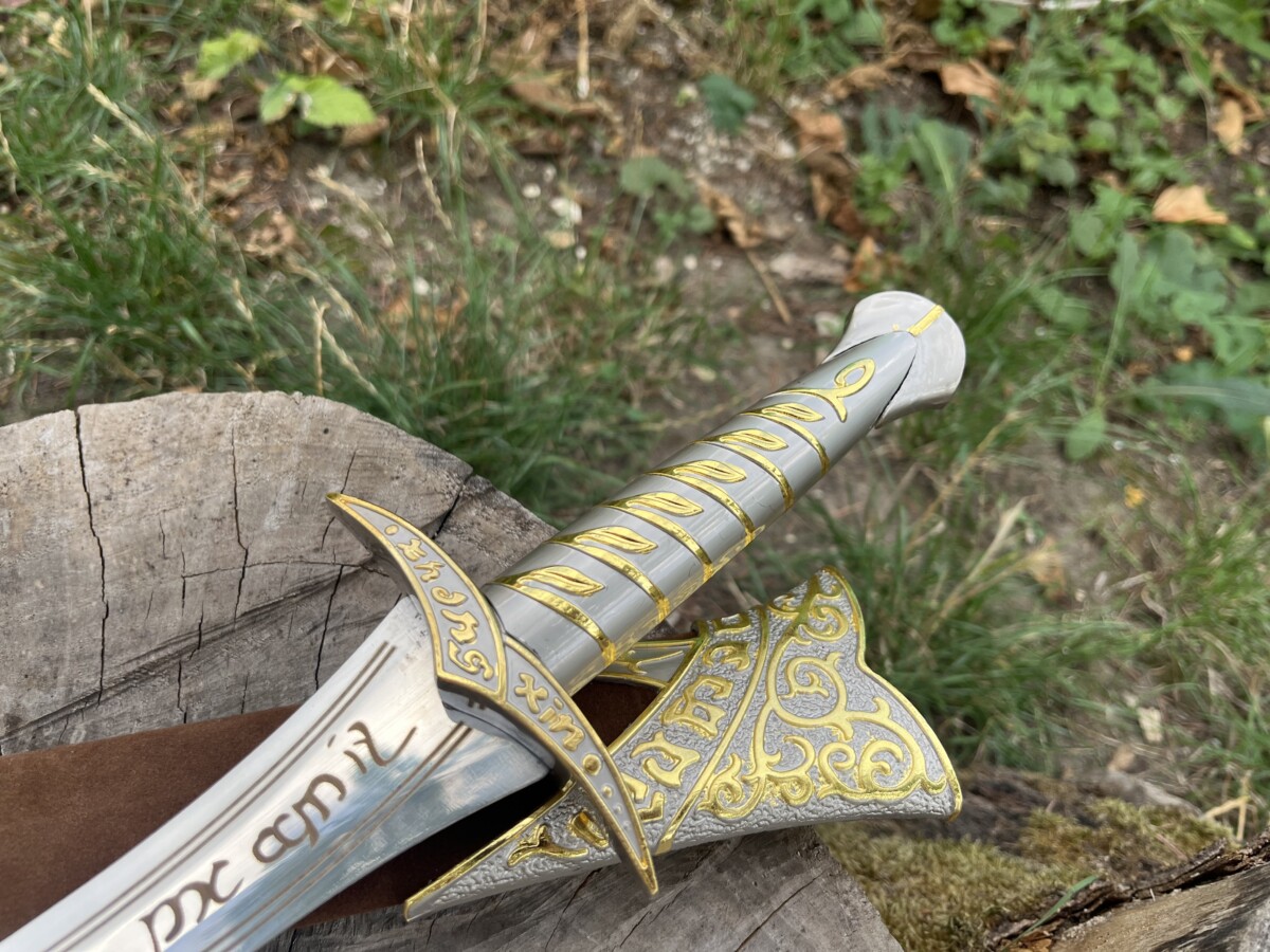 Épée ornementale fantasy elfique 58 cm lame inox gravée avec fourreau