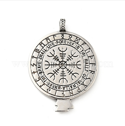 Verso du collier Viking Vegvísir avec symbole islandais et inscriptions runiques gravées